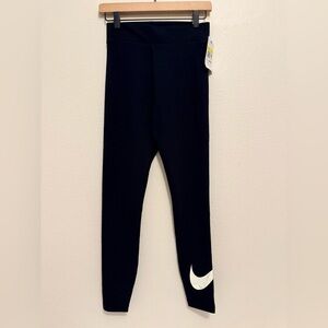 Nike High Rise Black Leggings Small NWT Full Length Swoosh